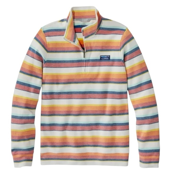 L.L.Bean Men's Comfort Stretch Piqué Quarter Zip Pullover, Long-Sleeve, Stripe - Picture 1 of 8